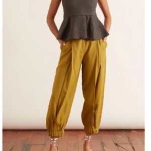Tibi Wesson Linen Double Waist Pant
